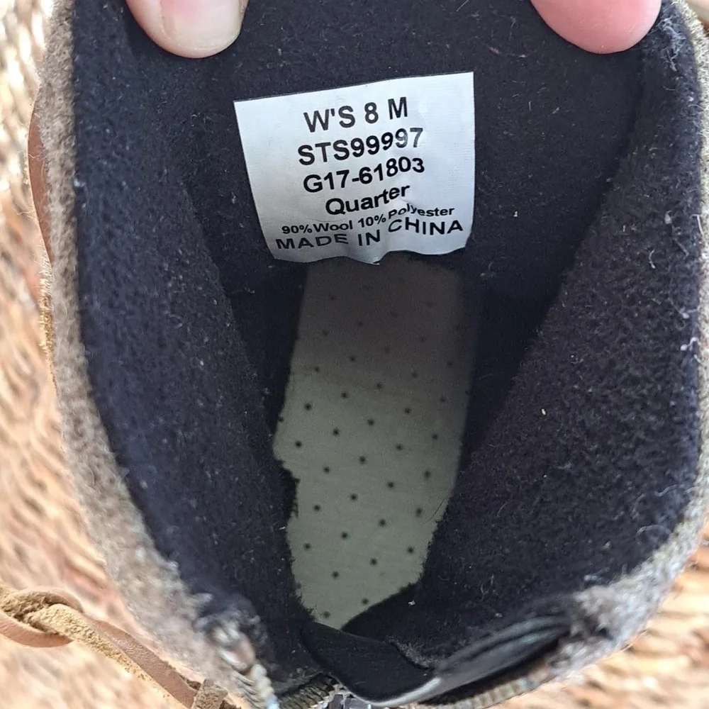 Sperry Womens Saltwater Wedge Tide Wool Duck Boots Heathered‎ Brown Size 8